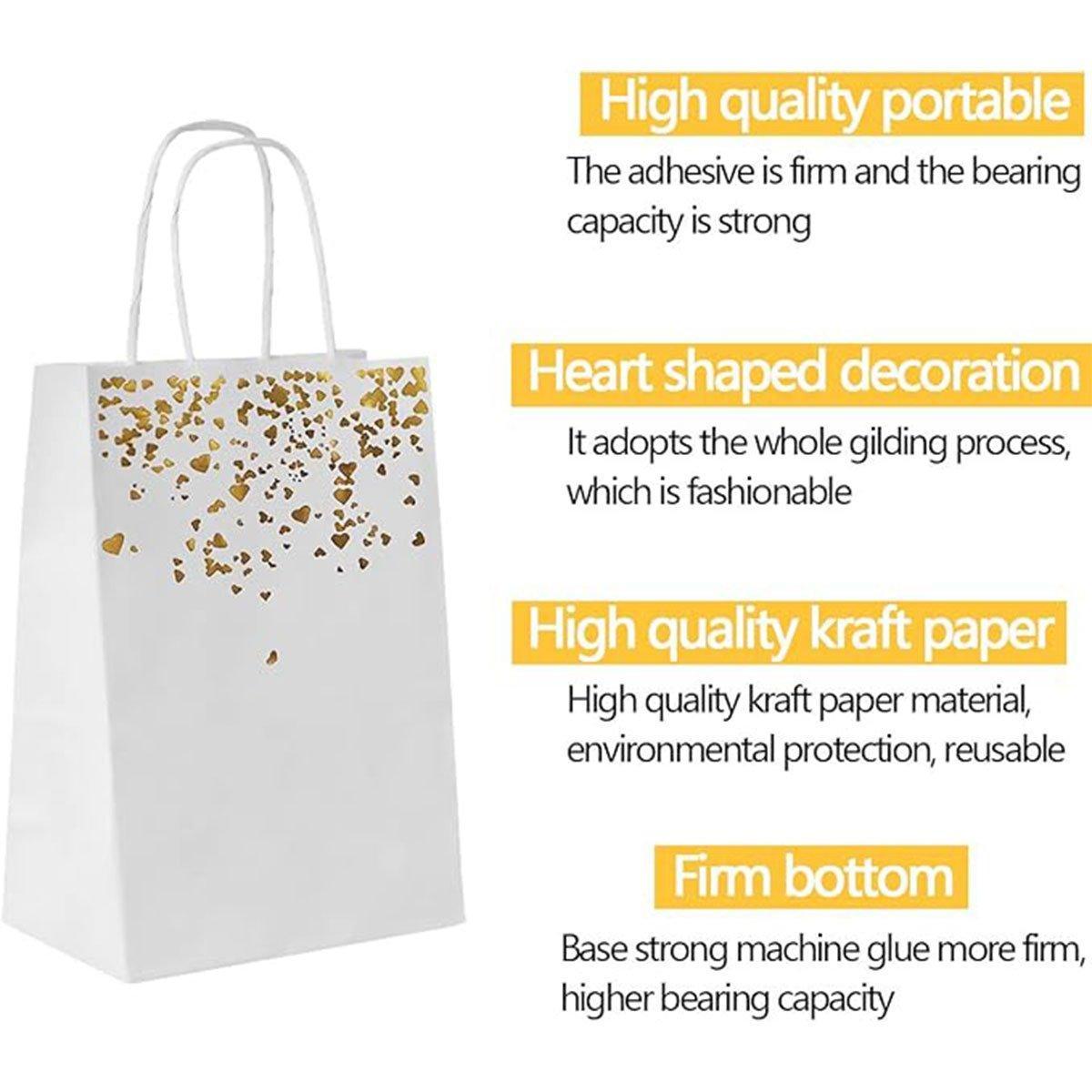 30PCS Kraft Paper Gift Bags Small Love Candy Bags Gold Foil Wedding Party Favors - White-Rose Gold Foil - SuperSaverAU - view 3