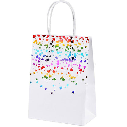 30PCS Kraft Paper Gift Bags Small Love Candy Bags Gold Foil Wedding Party Favors - White-Rose Gold Foil