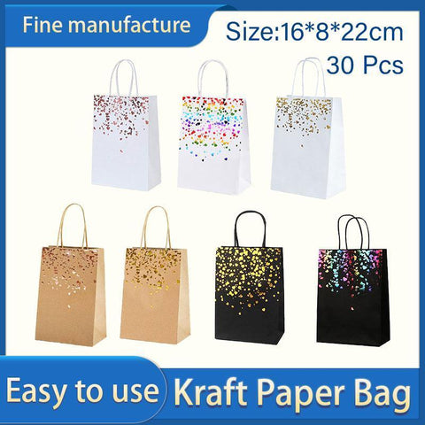 30PCS Kraft Paper Gift Bags Small Love Candy Bags Gold Foil Wedding Party Favors - White-Rainbow Foil - SuperSaverAU - view 1