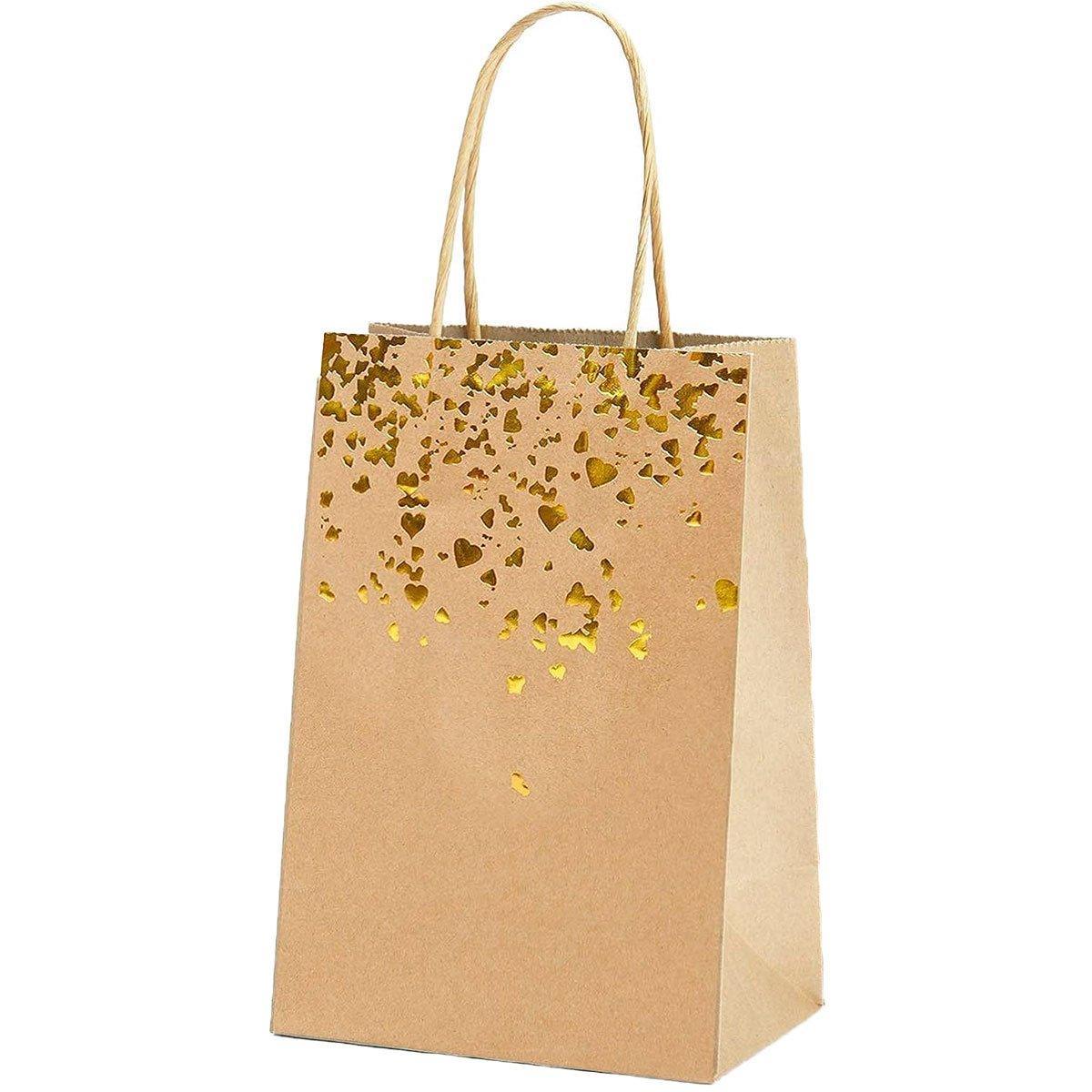 30PCS Kraft Paper Gift Bags Small Love Candy Bags Gold Foil Wedding Party Favors - White-Rainbow Foil - SuperSaverAU - view 6