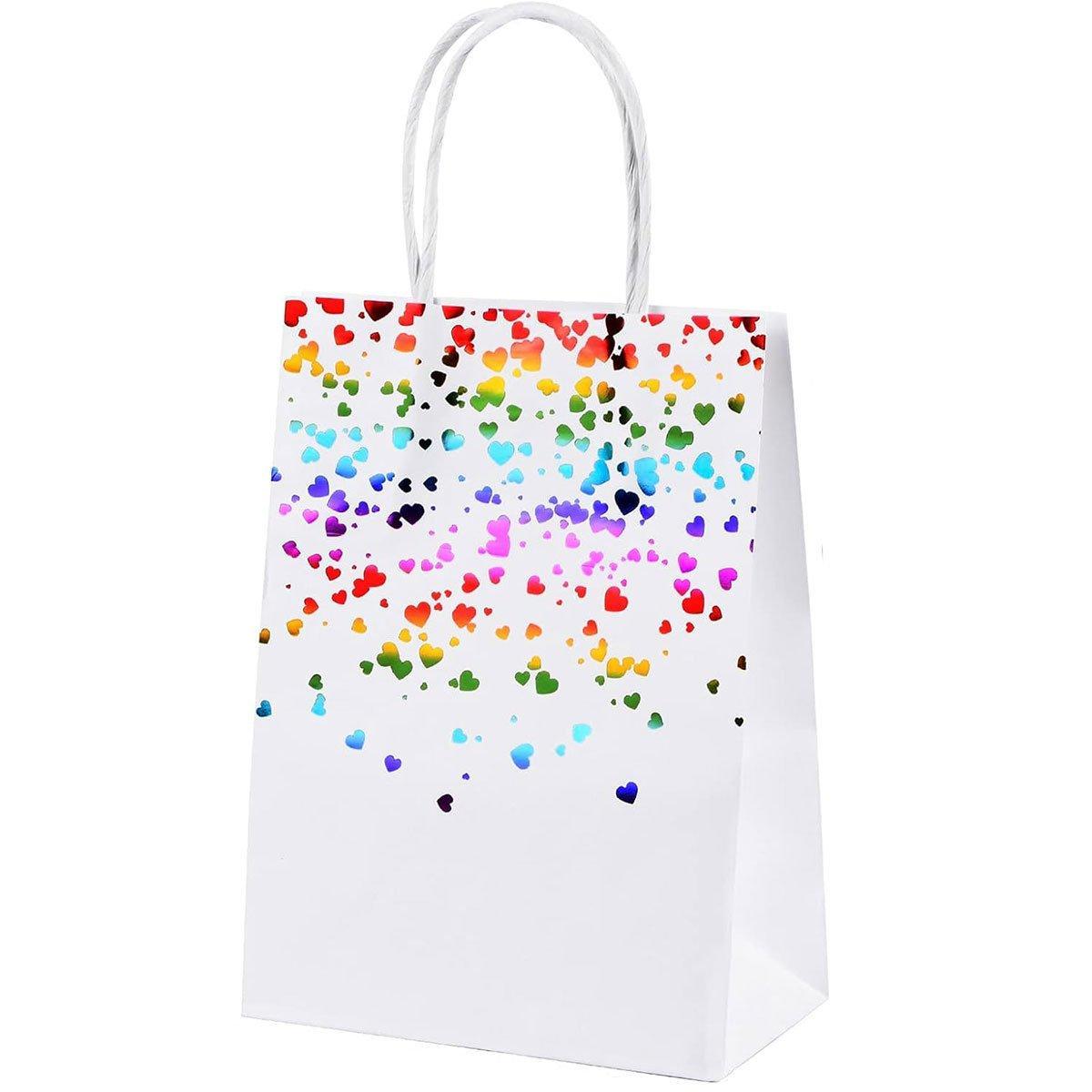 30PCS Kraft Paper Gift Bags Small Love Candy Bags Gold Foil Wedding Party Favors - White-Rainbow Foil - SuperSaverAU - view 8