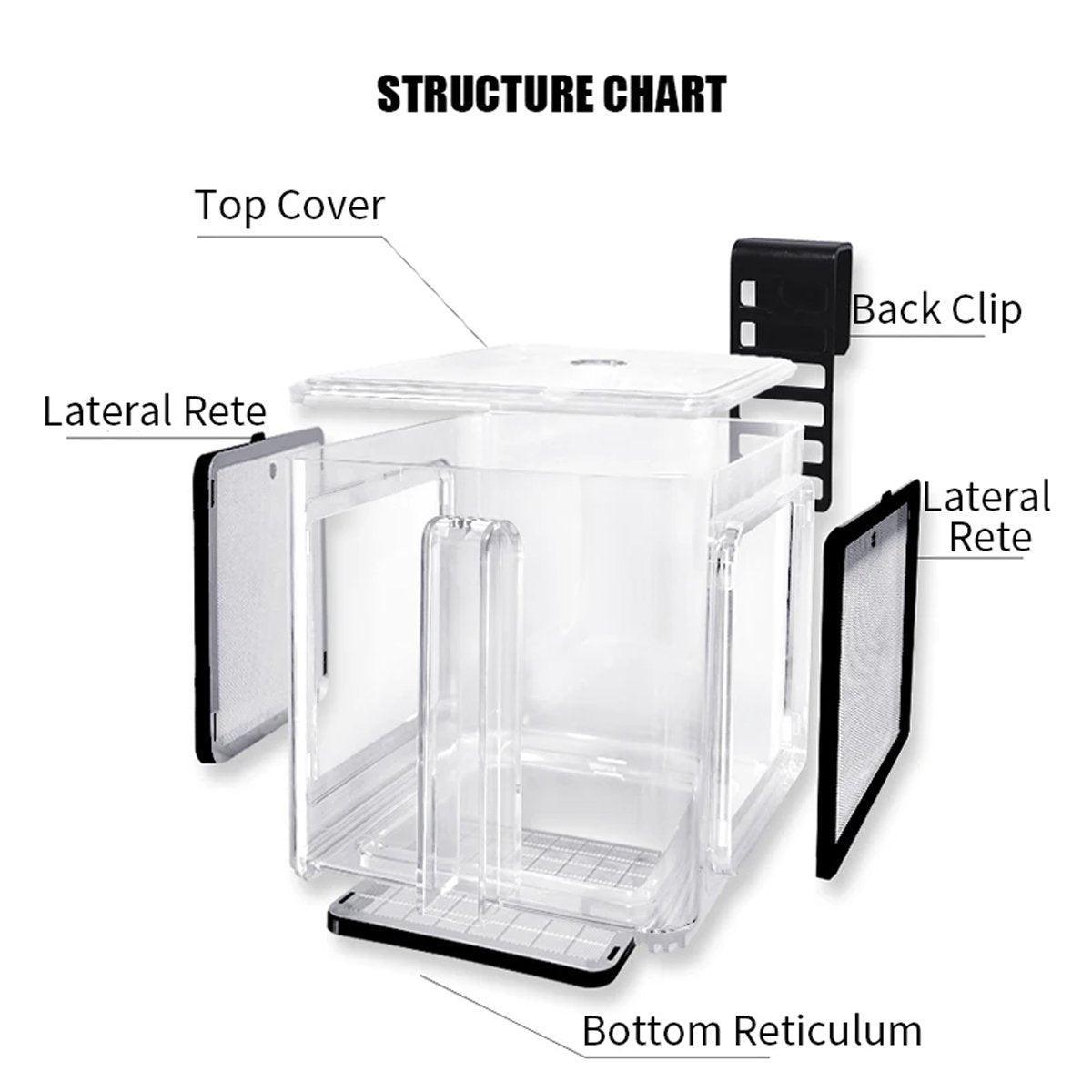 Premium Acrylic Aquarium Isolation Box with 304SS Mesh - 15cm