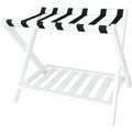 Foldable Bamboo Luggage Rack 68cm x 45cm x 55cm with Storage Shelf, White - SuperSaverAU - view 2