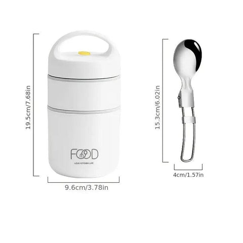 3pcs Insulated Soup Cup Set 9.6×19.5cm with Folding Spoon & Storage Bag - SuperSaverAU - view 2