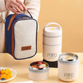 3pcs Insulated Soup Cup Set 9.6×19.5cm with Folding Spoon & Storage Bag - SuperSaverAU - view 3