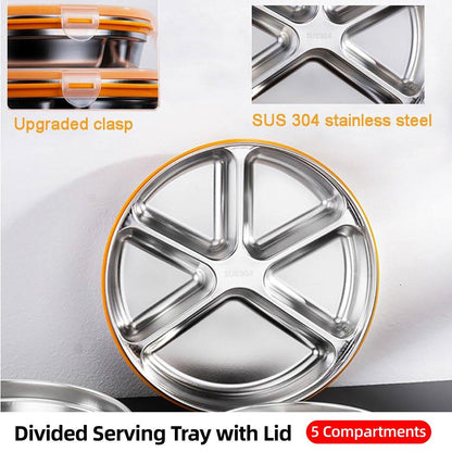 Multi Compartment Lunch Box with Lid Five Compartments Food Storage Fruit Plate