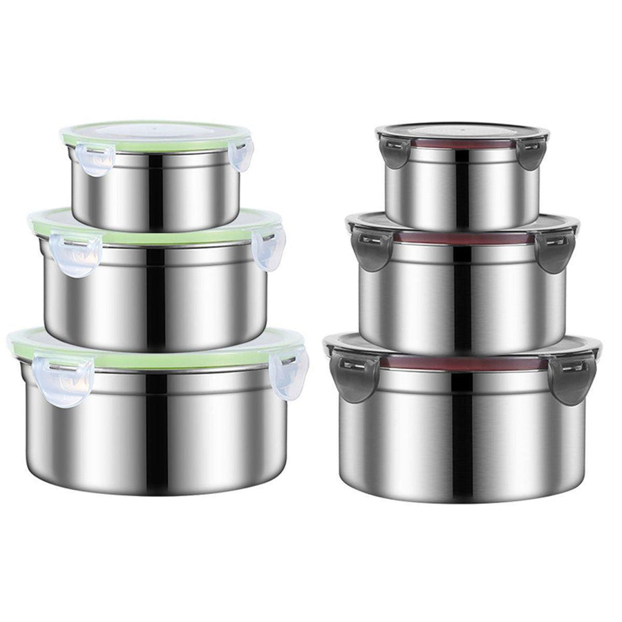 3PCS Stainless Steel Lunch Box Set - Airtight, Leak-proof, 300ml/550ml/900ml - Black - SuperSaverAU - view 1