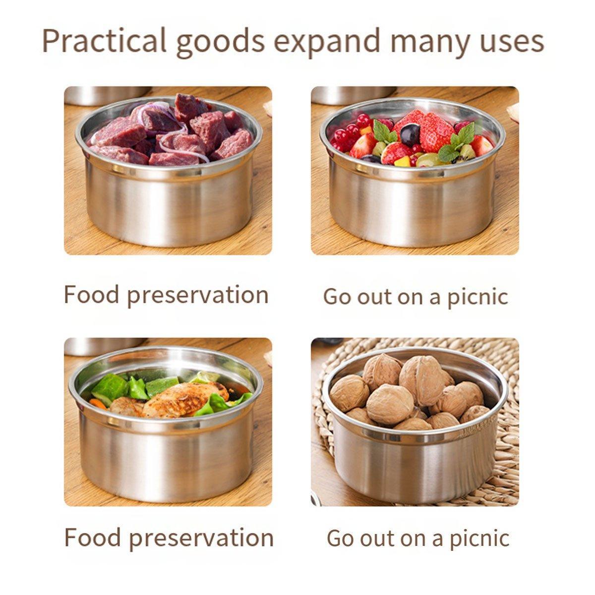 3PCS Stainless Steel Round Lunch Box Set - Airtight, Leak-proof, Stackable - SuperSaverAU - view 5