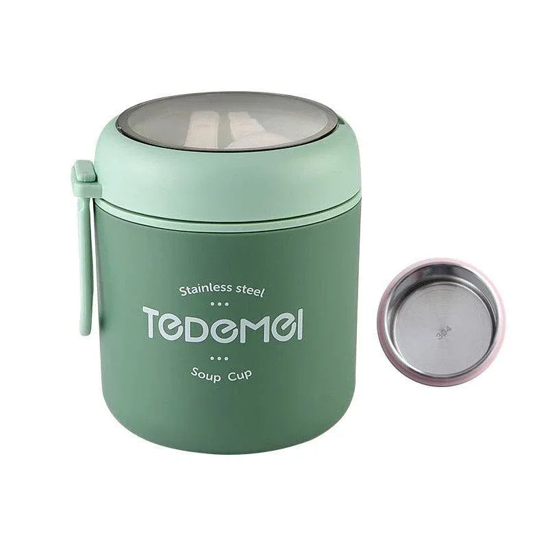 Premium Stainless Steel Insulated Lunch Box – Green 530ml with Built-In Spoon