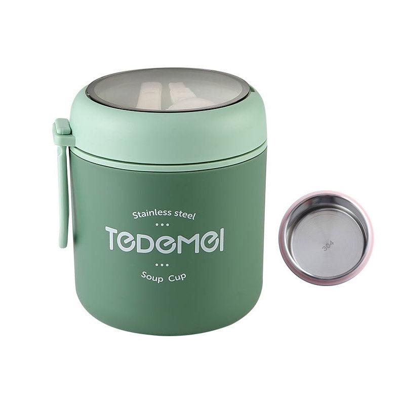 Premium Stainless Steel Insulated Lunch Box – Green 530ml with Built-In Spoon