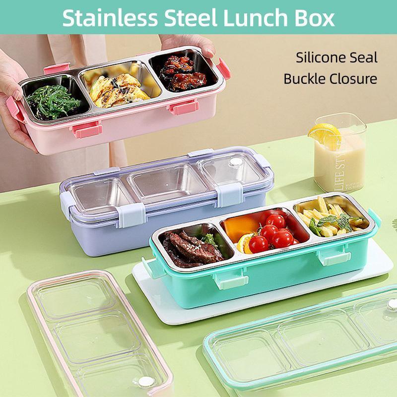 Stainless Steel Lunch Box Compartment Bento Box Food Container for Meal Prep Use - Pink