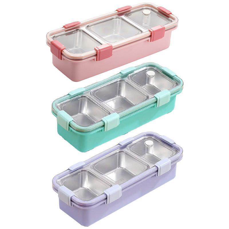 Stainless Steel Lunch Box Compartment Bento Box Food Container for Meal Prep Use - Pink