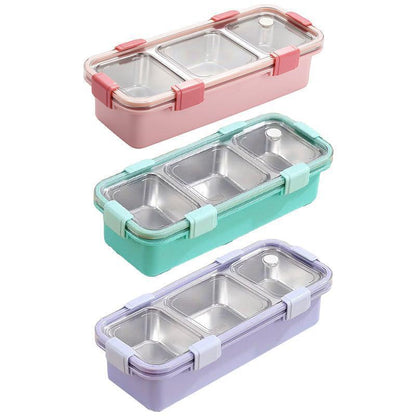 Stainless Steel Lunch Box Compartment Bento Box Food Container for Meal Prep Use - Pink