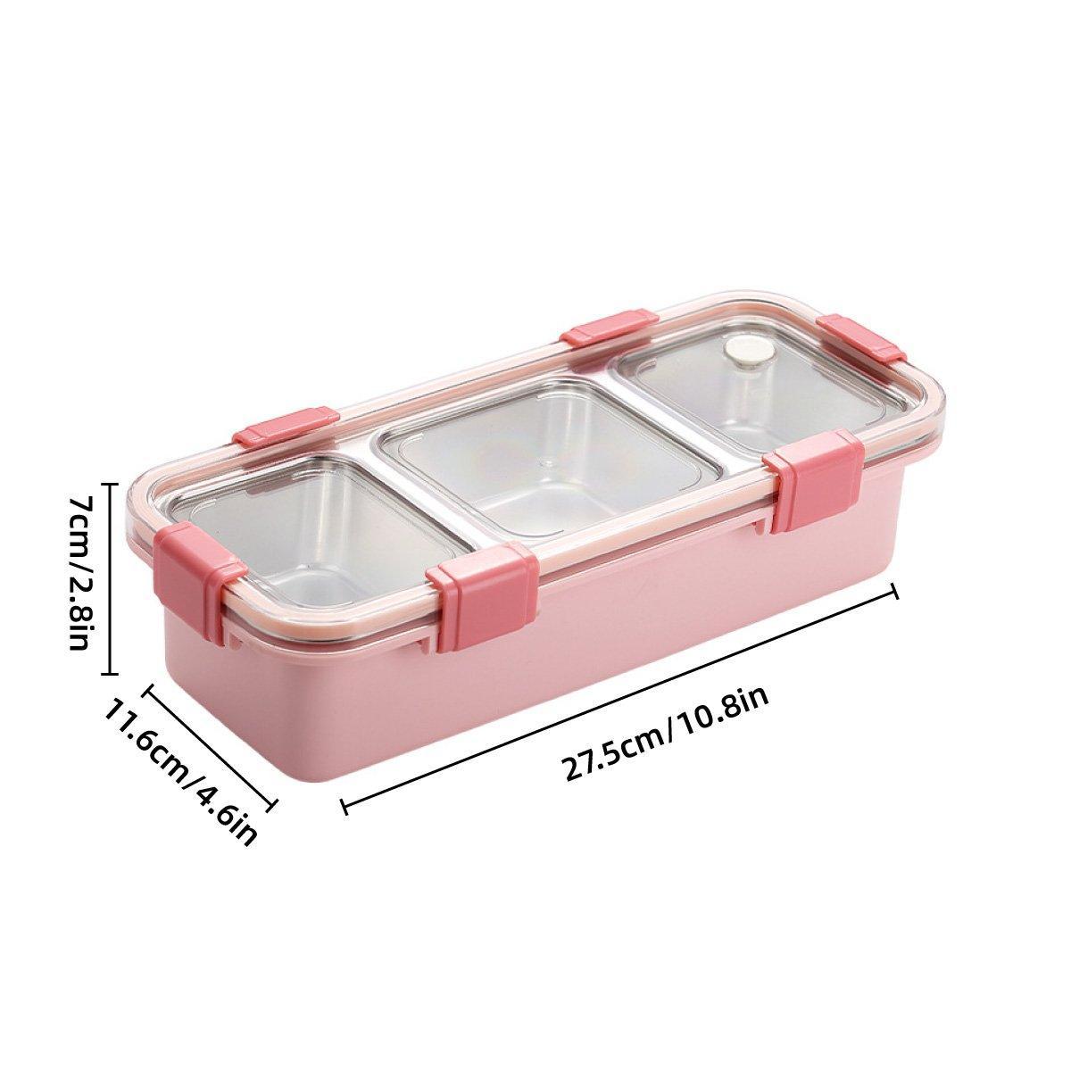 Stainless Steel Lunch Box Compartment Bento Box Food Container for Meal Prep Use - Pink