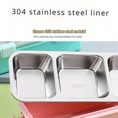 Stainless Steel Lunch Box Compartment Bento Box Food Container for Meal Prep Use - Pink