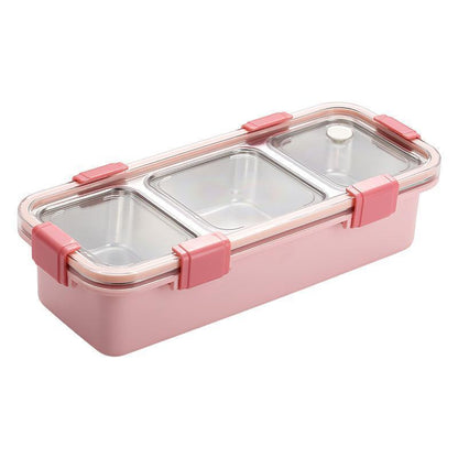 Stainless Steel Lunch Box Compartment Bento Box Food Container for Meal Prep Use - Pink