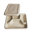 25/50pcs Biodegradable Lunch Box Microwaveable Tray with Compartment Paper Lid - 1100ml-4-50pcs - SuperSaverAU - view 3