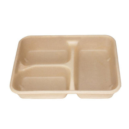 25/50pcs Biodegradable Lunch Box Microwaveable Tray with Compartment Paper Lid - 1100ml-4-50pcs