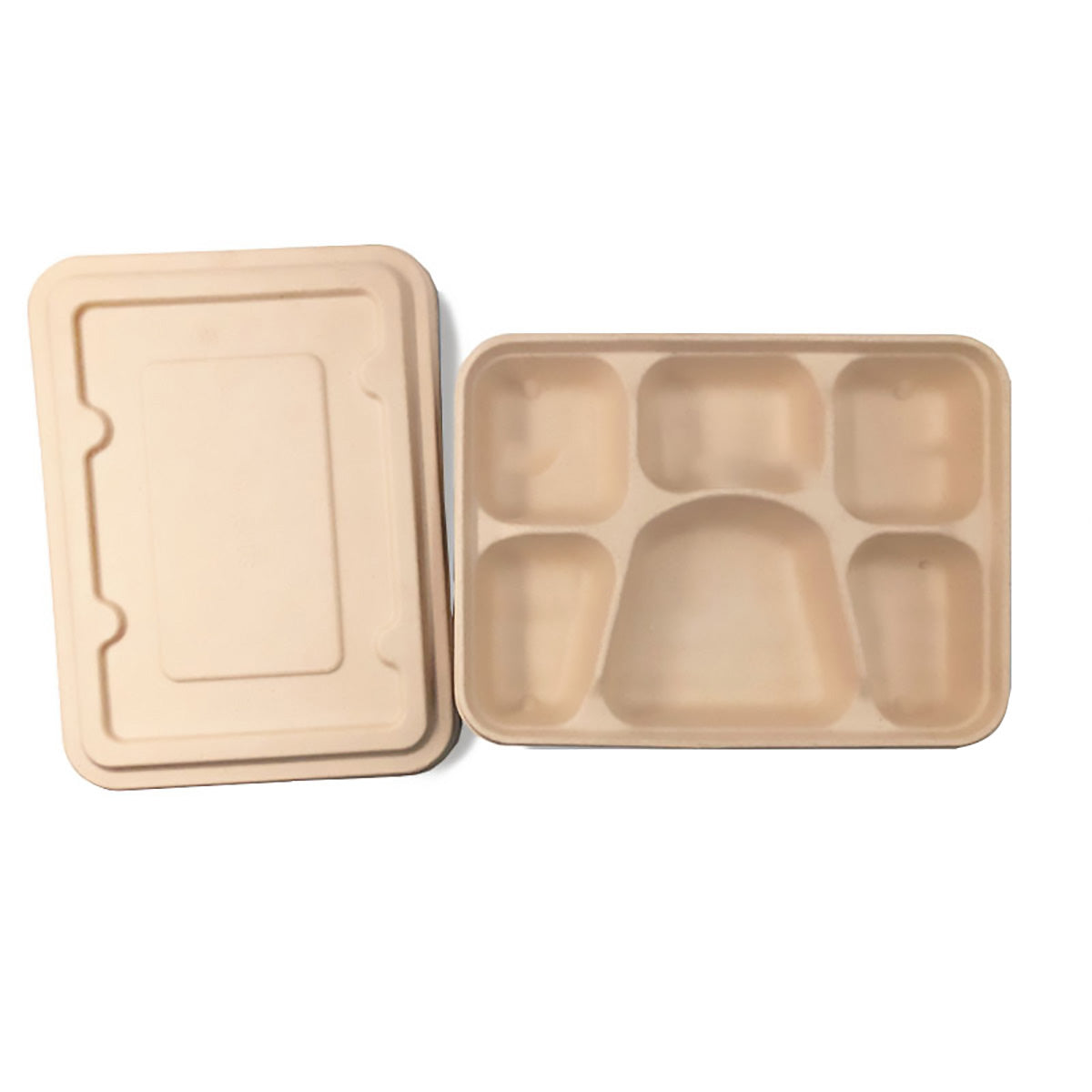 25/50pcs Biodegradable Lunch Box Microwaveable Tray with Compartment Paper Lid - 1100ml-4-50pcs
