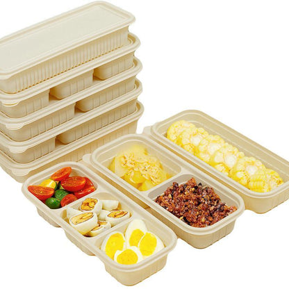 Biodegradable Corn Starch Meal Prep Containers Lids Durable Multi Compartment - A3