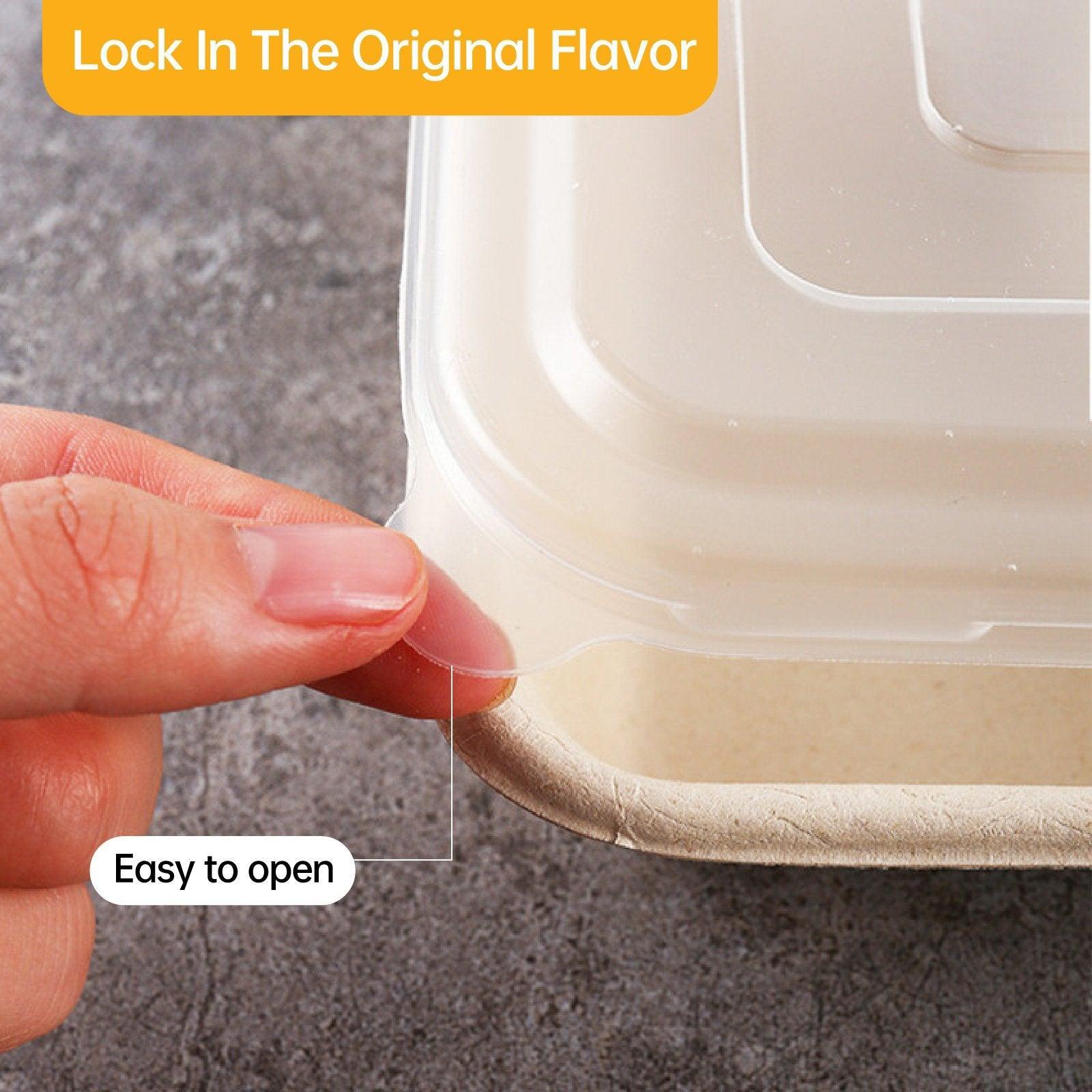 25/50pcs Biodegradable Lunch Box Microwaveable Tray with Compartment Paper Lid - 800ml-50pcs - SuperSaverAU - view 2