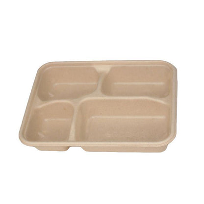 25/50pcs Biodegradable Lunch Box Microwaveable Tray with Compartment Paper Lid - 800ml-50pcs