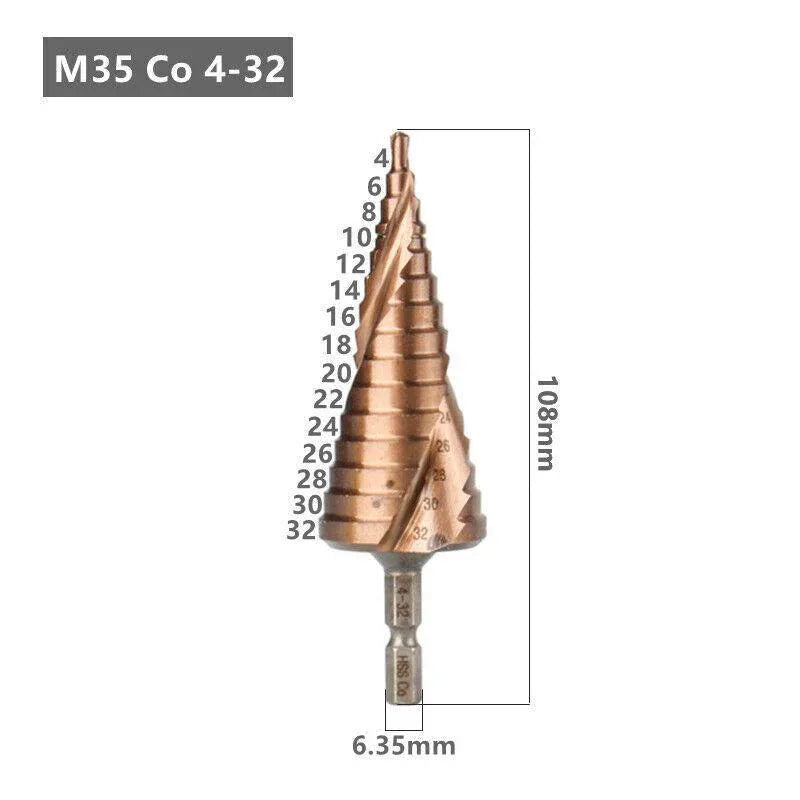 Premium HSS M35 Cobalt Step Drill Bit for Stainless Steel - 4-32mm