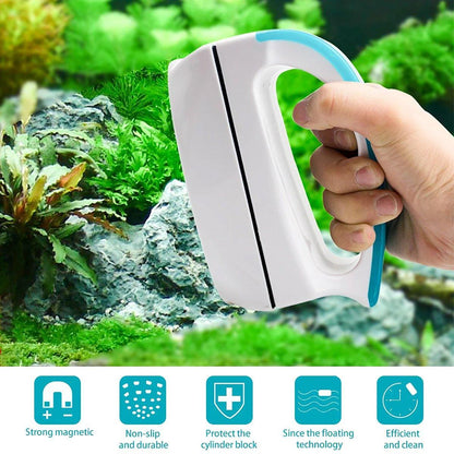 Magnetic Fish Tank Brush Algae Magnet Aquarium Cleaning Glass Aquatic Cleaner - L