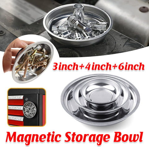 Premium 3 Piece Magnetic Parts Tray Set - 3, 4 & 6 Inch