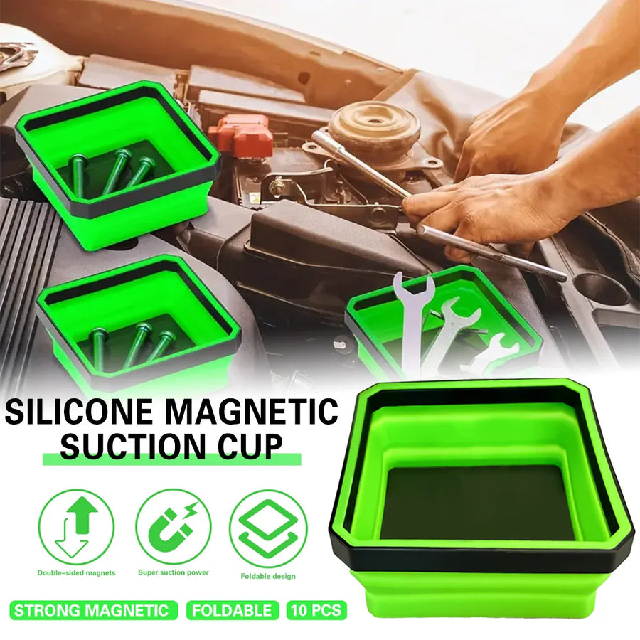 Premium 10 Piece Silicone Magnetic Tool Tray Set - Green