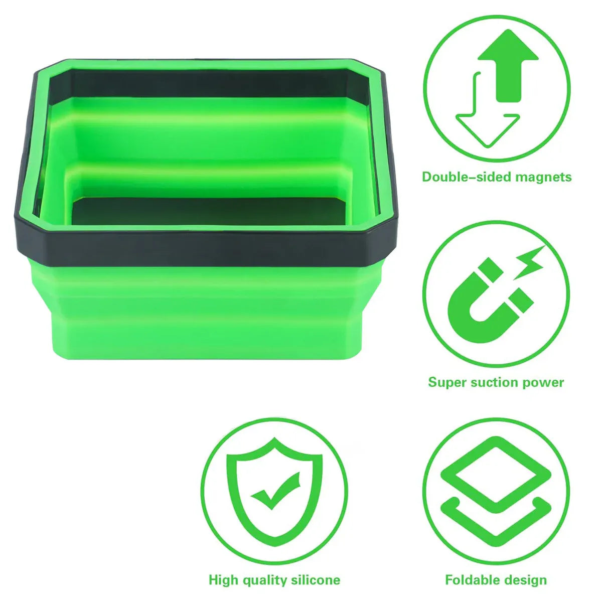 Premium 10 Piece Silicone Magnetic Tool Tray Set - Green