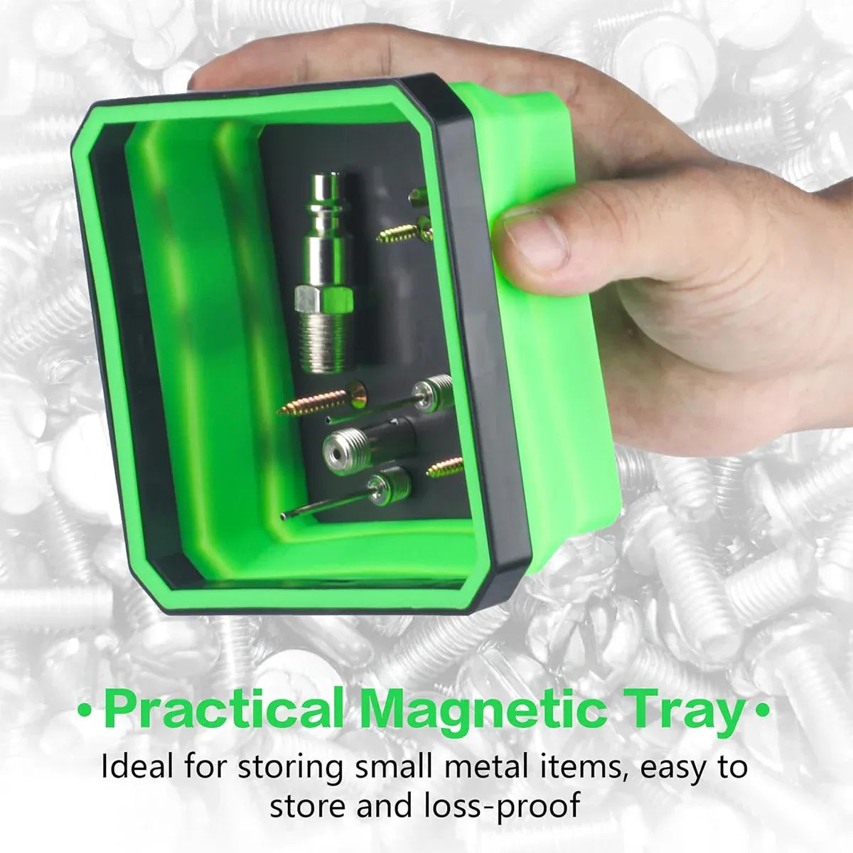 Premium 10 Piece Silicone Magnetic Tool Tray Set - Green