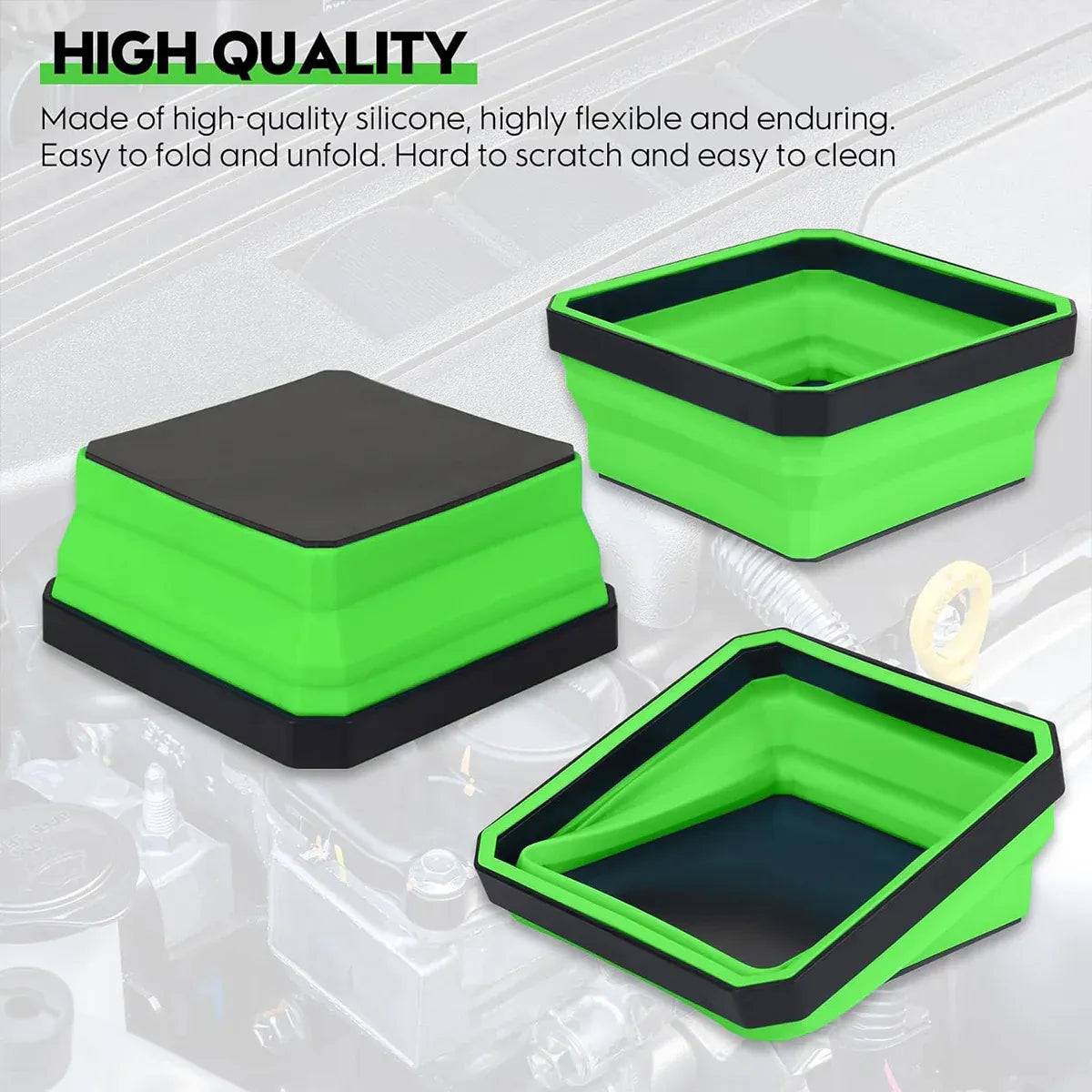 Premium 10 Piece Silicone Magnetic Tool Tray Set - Green
