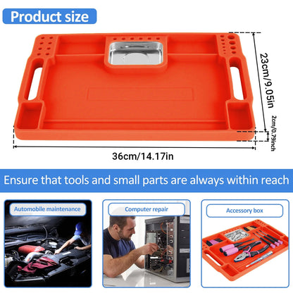 Silicone Tool Tray with Magnetic Stainless Steel Organizer - 36cm