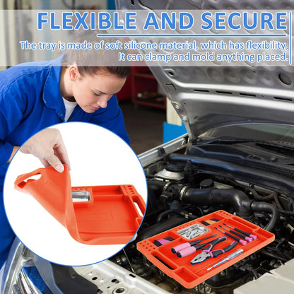 Silicone Tool Tray with Magnetic Stainless Steel Organizer - 36cm