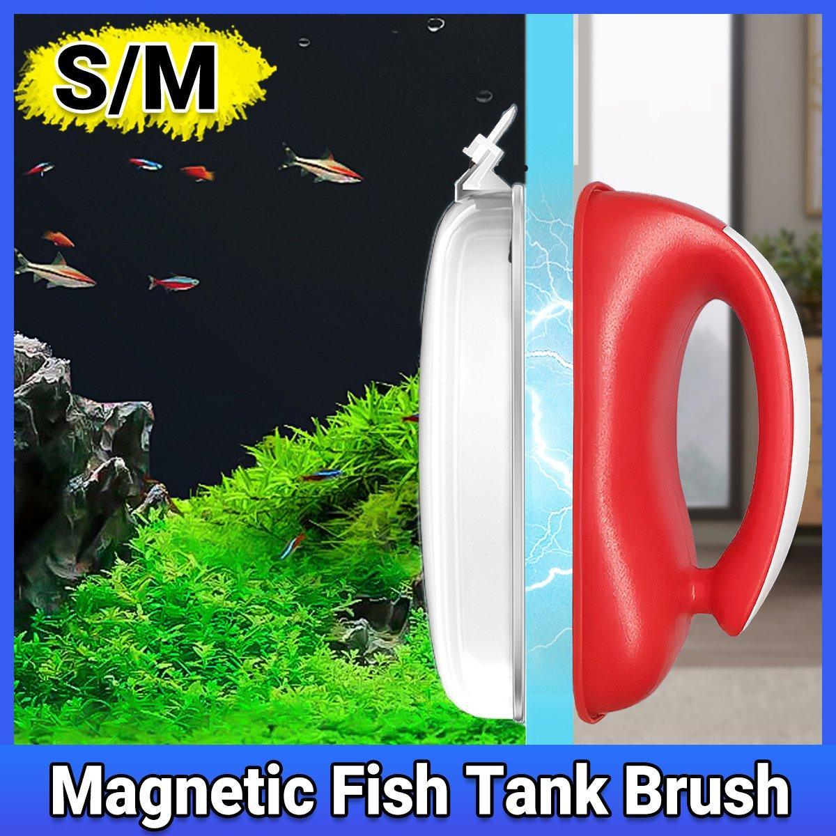 Magnetic Aquarium Glass Cleaner Brush - Double-Sided, Ergonomic, M Size