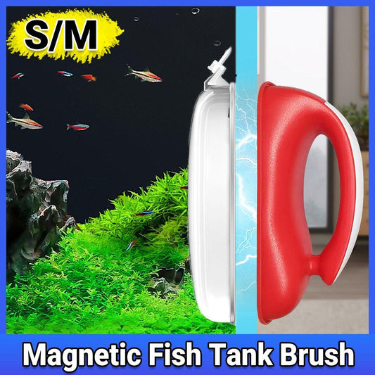 Magnetic Aquarium Glass Cleaner Brush - Double-Sided, Ergonomic, M Size