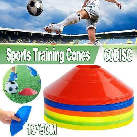 60 Pack Sports Training Discs Markers Cones 180mm for Soccer Rugby Fitness - SuperSaverAU - view 1