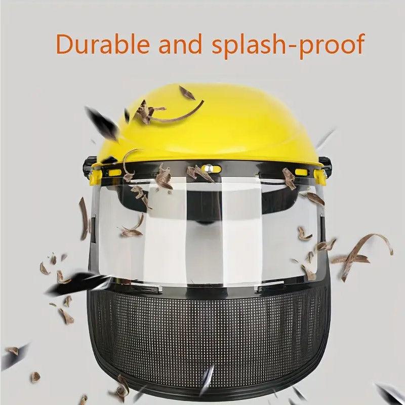 Premium Garden Face Shield Headgear with Flip-Up Screen - Yellow