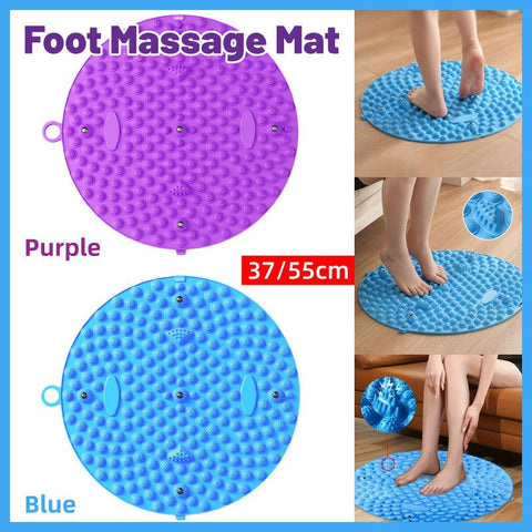 Premium Blue 55cm TPE Circular Foot Massage Mat with Anti-Slip Textured Nodes
