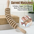Premium Wooden 12-Roller Massage Stick for Neck Back Thigh and Muscle Relaxation