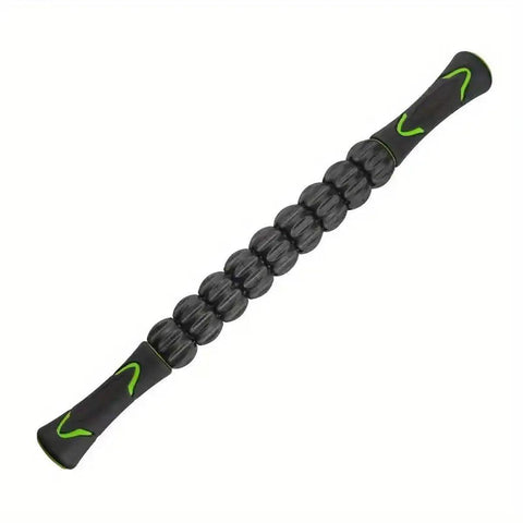 Premium Black 9-Roller Muscle Massage Stick for Fascia Back Leg and Neck Relief