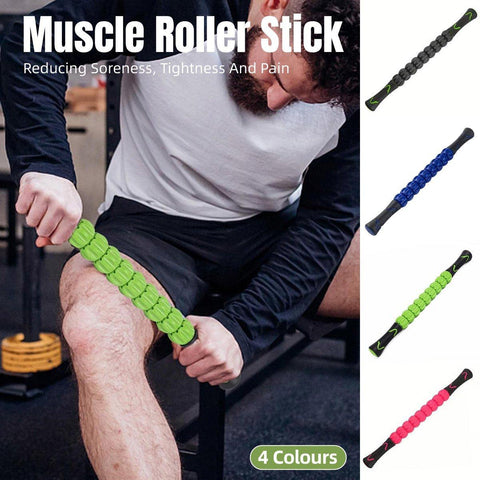 Premium Pink 9-Roller Muscle Massage Stick for Fascia Back Leg and Neck Relief