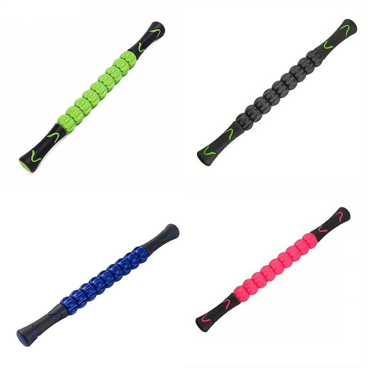 Premium Pink 9-Roller Muscle Massage Stick for Fascia Back Leg and Neck Relief
