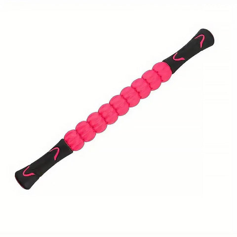 Premium Pink 9-Roller Muscle Massage Stick for Fascia Back Leg and Neck Relief