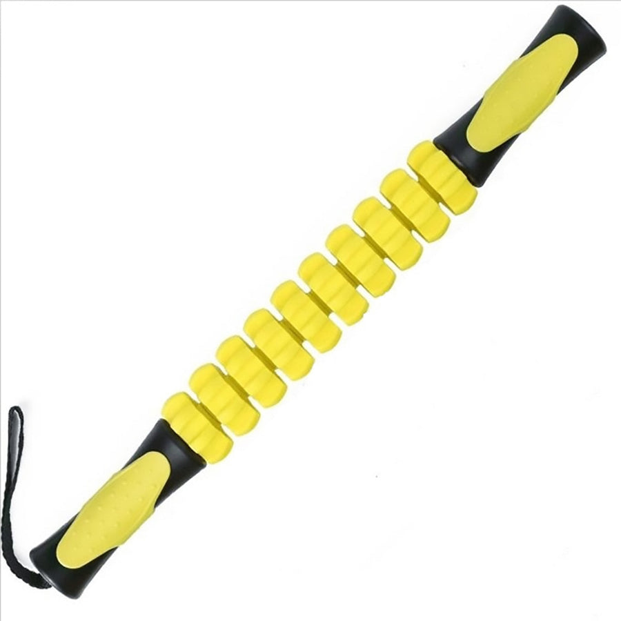Premium Muscle Roller Stick with Gear-Shaped Roller with Anti-Slip Handles - Yellow