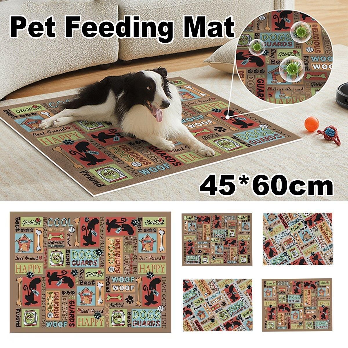 Premium Waterproof Pet Feeding Mat Anti-Slip - Dog White 45 x 60cm