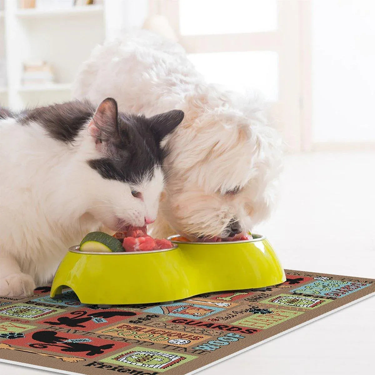 Premium Waterproof Pet Feeding Mat Anti-Slip - Dog White 45 x 60cm