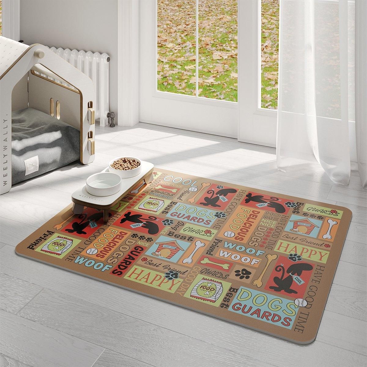 Premium Waterproof Pet Feeding Mat Anti-Slip - Dog White 45 x 60cm