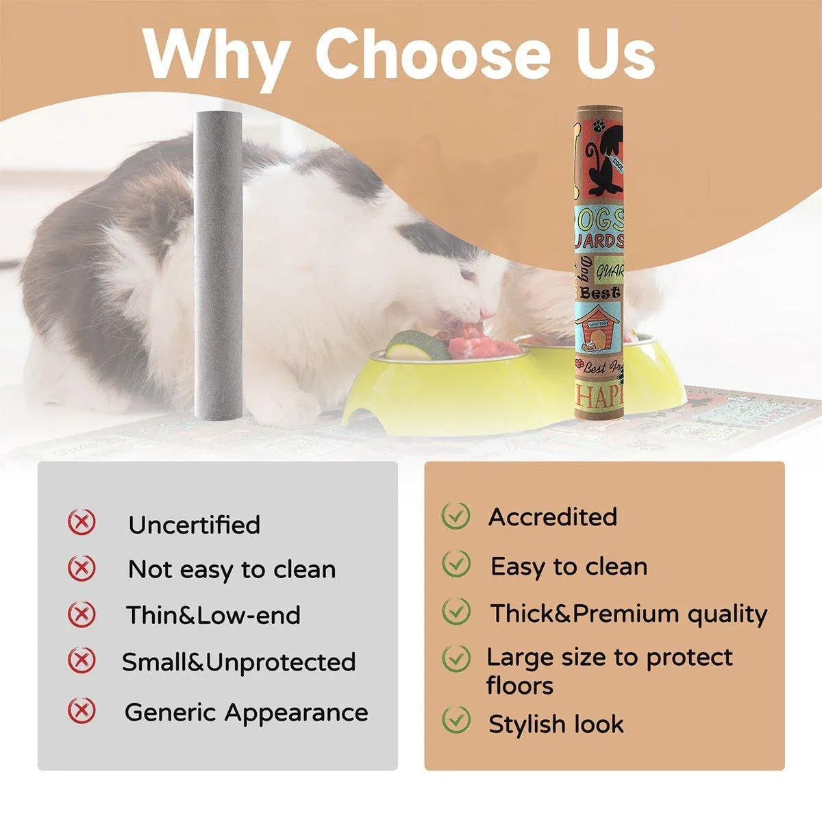 Premium Waterproof Pet Feeding Mat Anti-Slip - Cat White 45 x 60cm